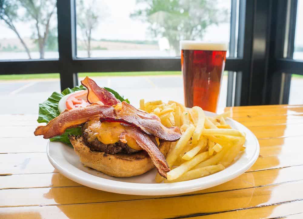 Bacon cheeseburger at Reads Landing Brewing Co