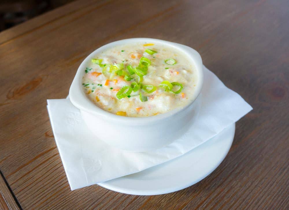 Shrimp and Grits Soup at Reads Landing Brewing Co